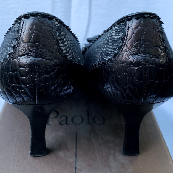 Cute “Dixie-CL” línea Paolo size 9.5 heels, black croc trim with dark grey upper - Picture 4 of 7